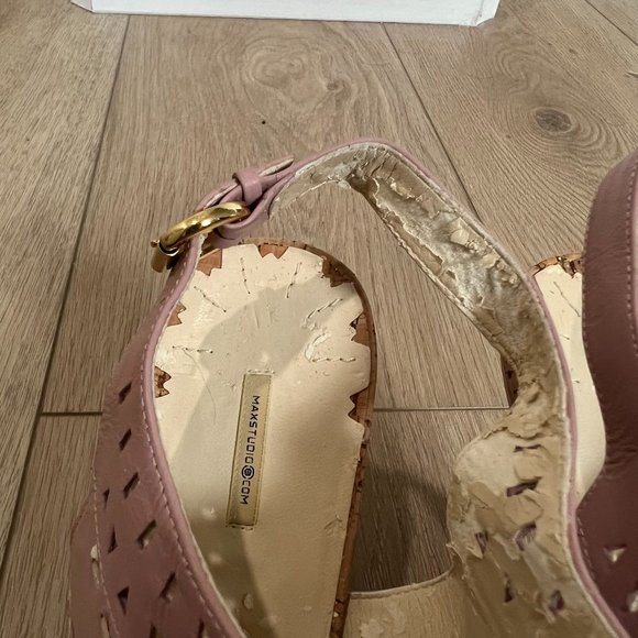 Pink leather upper Maxstudio contemporary slingback heel with cutouts - Picture 4 of 11